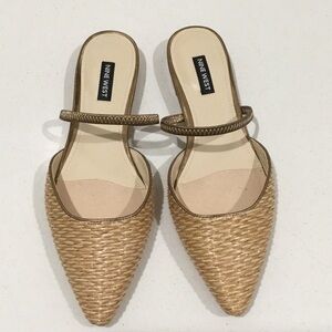 Nine West Tan Woven Slip-On Mules